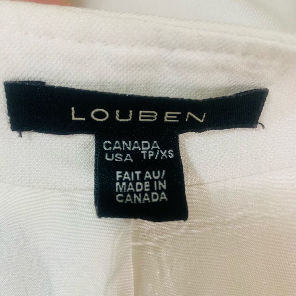 Louben Size XS Linen Blend Open Front Blazer Coat Jacket Ivory White Career - Picture 8 of 16